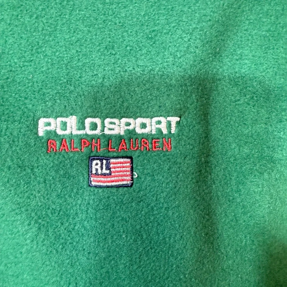 Polo Sport Ralph Lauren Fleece Quarter Zip Pullover Green Mens Size M Made N USA